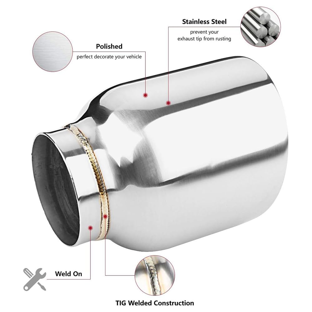 Lcgp 2.5'' To 4'' Diesel Exhaust Tip, 5'' Overall Length, Double Wall Design,2Pcs