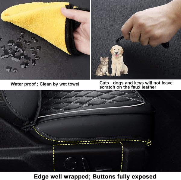 Luckyman Club F150 Faux Leather Seat Covers Fit For 2015-2024 2025 F150 Supercrew And 2017-2024 2025 F250 F350 F450 Super Duty C