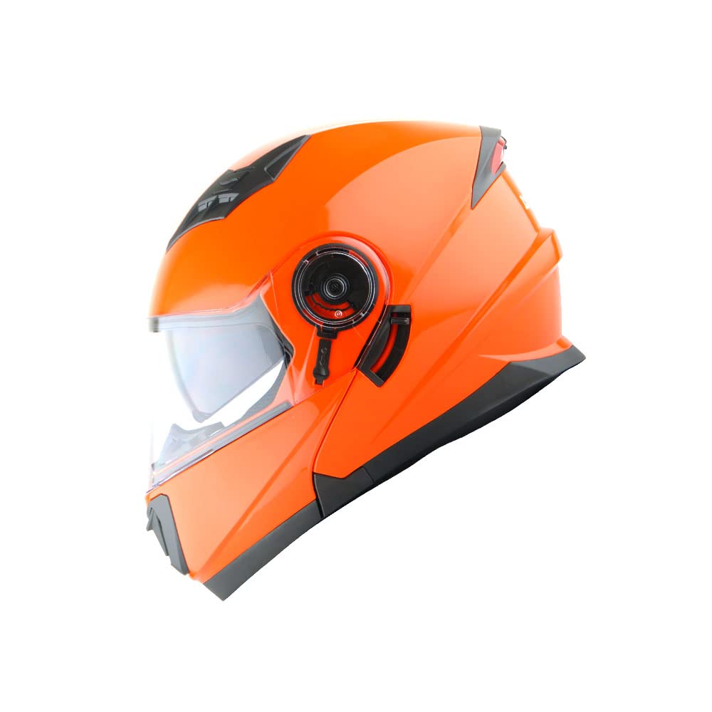1Storm New Motorcycle Bike Modular Full Face Helmet Dual Visor Sun Shield: Glossy Orange