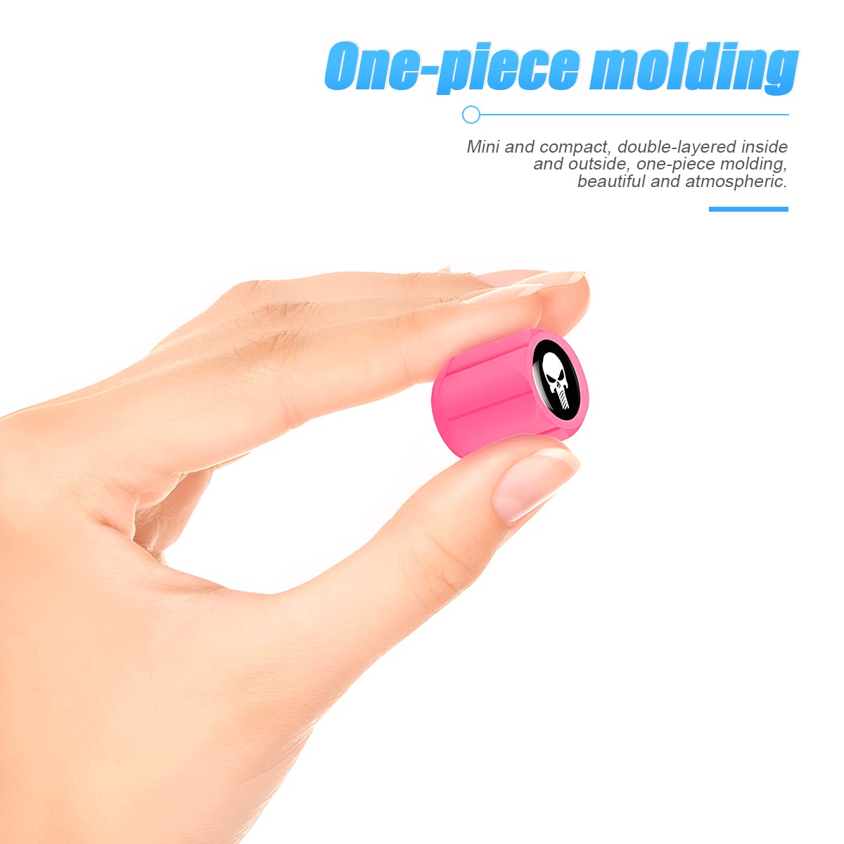 Luminous Auto Tire Valve Stem Caps, 12Pcs Skull Illuminated Wheel Valve Stem Cover, Night Glow Wheels Cap Corrosion Resistant, Fluorescent Tire Valve Caps Fit For Cars, Suvs, Trucks, Bikes (Pink)