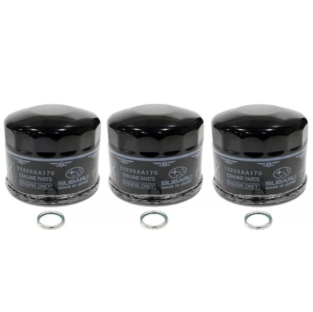 Subaru Engine Oil Filter & Crush Gasket (3 Pack) 2015-2020 WRX 2.0 15208AA170 OEM
