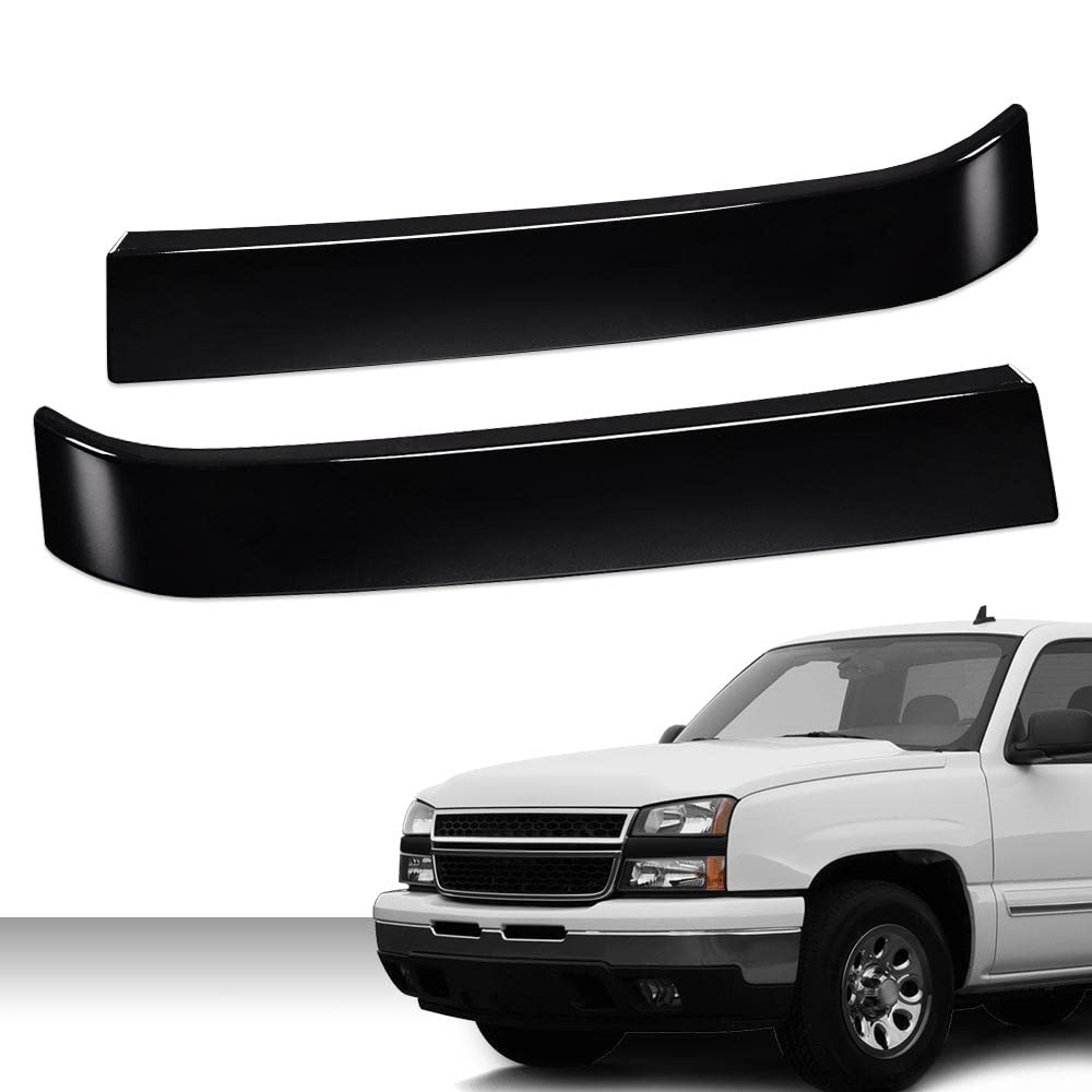 Pit66 Grille Trims Set, Compatible With 2003-2007 Chevy Silverado, Lh Rh Driver & Passenger Side, 2 Pcs, (Black)