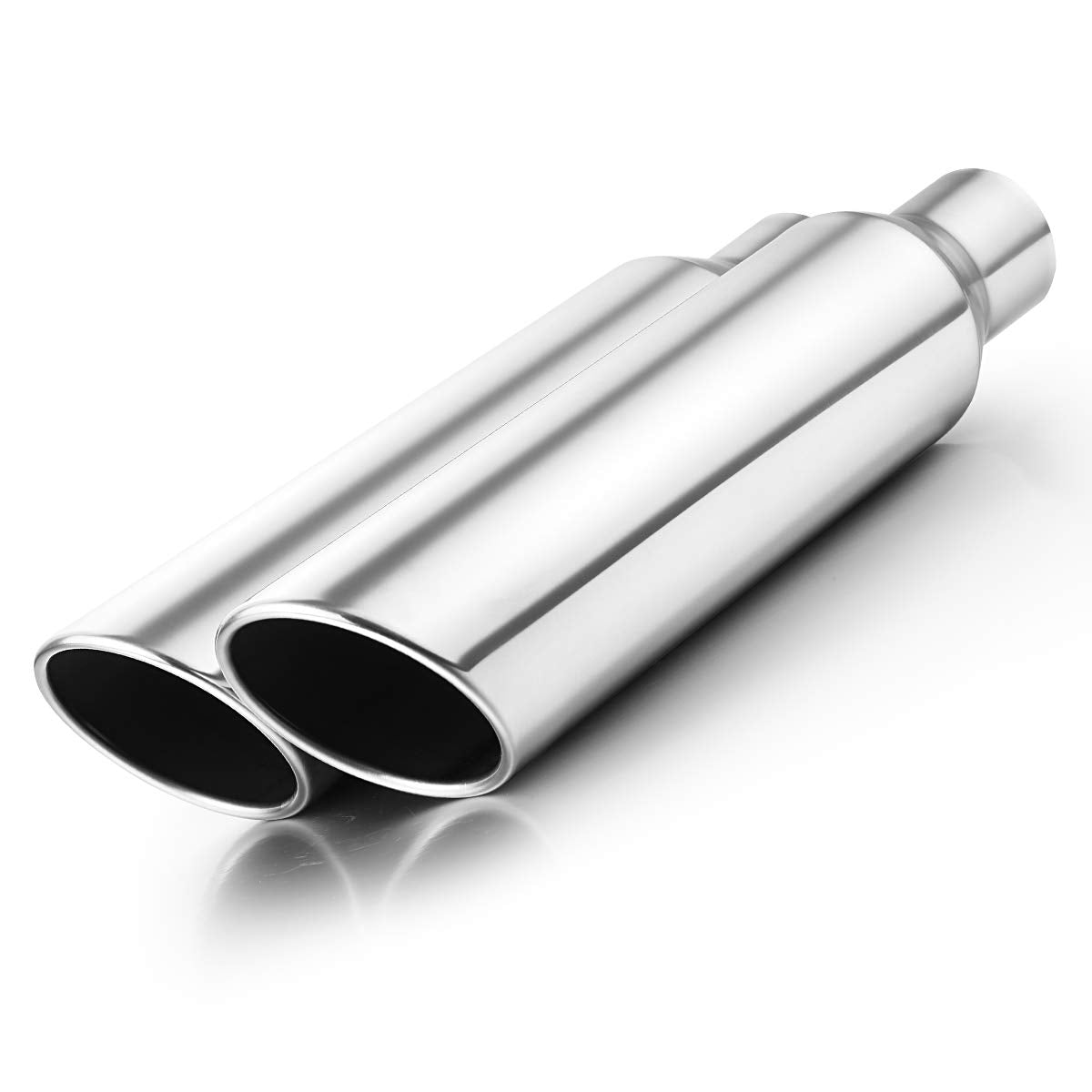 2.5'' Inlet Exhaust Tip 2Pcs, A-KARCK Polished Exhaust Tailpipe Tip 2.5'' Inlet 4'' Outlet 18'' Long Weld On Stainless Steel Pro