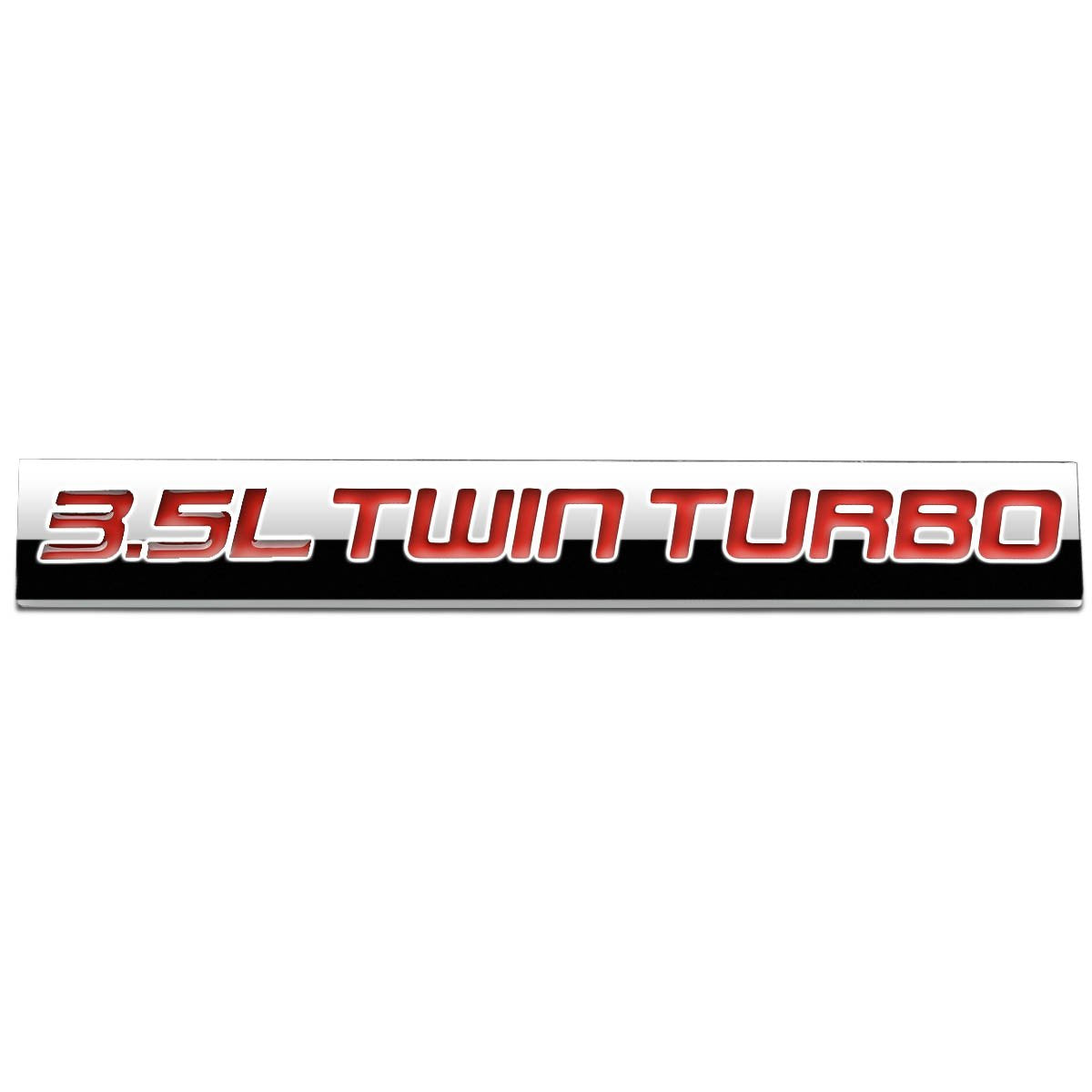 Auto Dynasty Chrome Finish Metal Emblem 3.5L Twin Turbo Badge, (Red Letter)