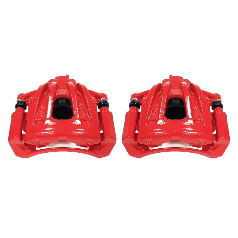Power Stop Front S4844 Pair of High-Temp Red Powder Coated Calipers For Jeep Liberty 2002-2007 [Model Specific]