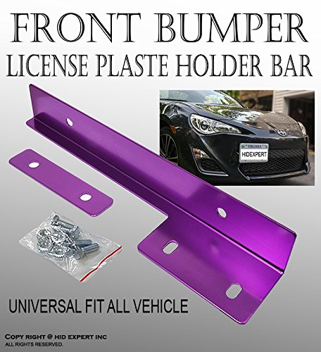 Icbeamer Purple Universal Front Aluminum Bumper License Plate Mount Relocator Frame Bracket Holder Bar -Drilling Require