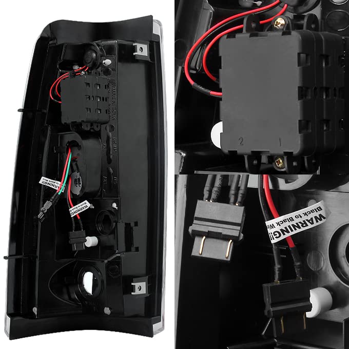 Akkon - For 03-06 Silverado 05-07 Silverado Hybrid Pickup Truck Black Rear V2 Led Tail Lights Brake Lamps Pair