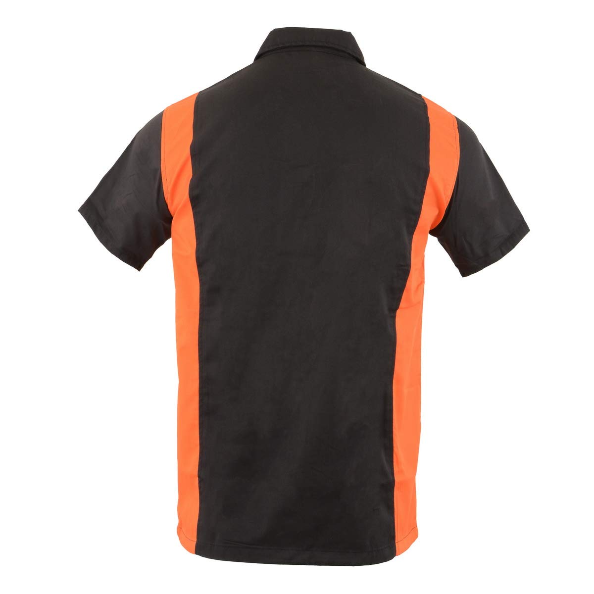 Biker Clothing Co. Mdm11675.94 Mens Two-Tone Black And Orange Short Sleeve Motorcycle Mechanic Shirt - X-Large