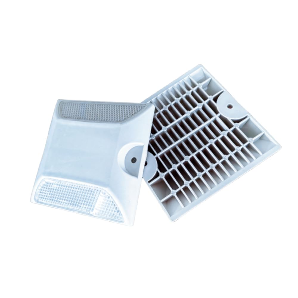 Road Reflectors 4 by 4 Inch, 10 Pack Commercial Driveway Reflectors White Reflective Road Driveway Pavement Studs Ground Markers