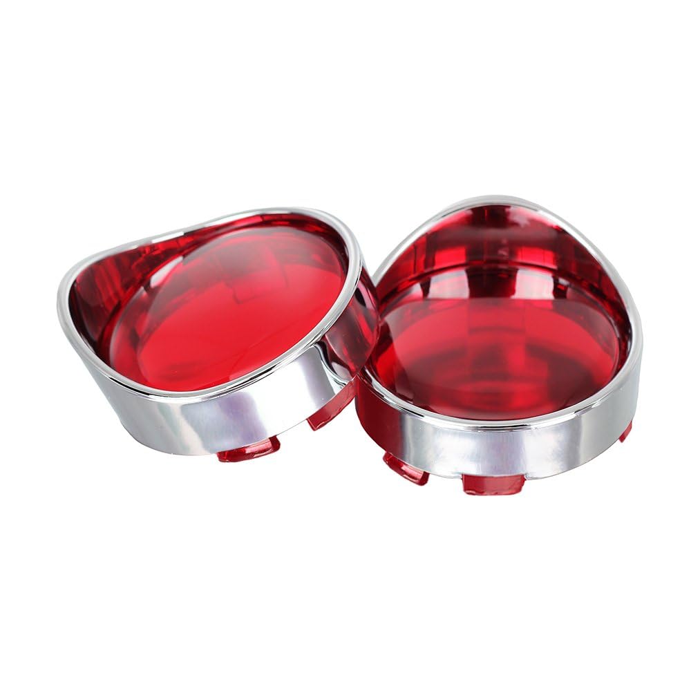 Nthreeauto Turn Signal Visors Lights Lens Covers Compatible With Harley Dyna Fatboy Softail Road Glide(Qty:2, Red)