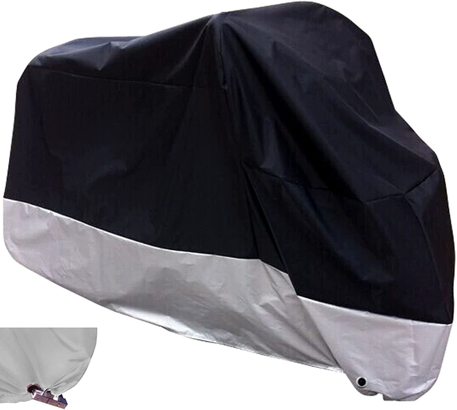 Xyzctem All Season Black Waterproof Sun Motorcycle Cover,Fits Up To 87 Motors (M & Lockholes)