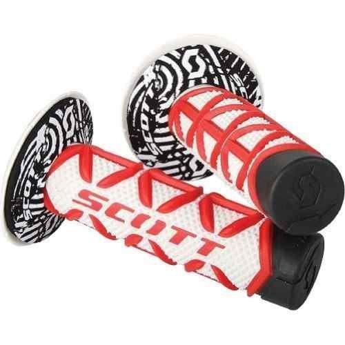 Scott Red White Diamond and Donuts Handlebar Hand Grips Fits Honda Cr80 Cr85 Cr125 Cr250 Cr500 Crf250 Crf450 Crf150 Crf230 Crf10