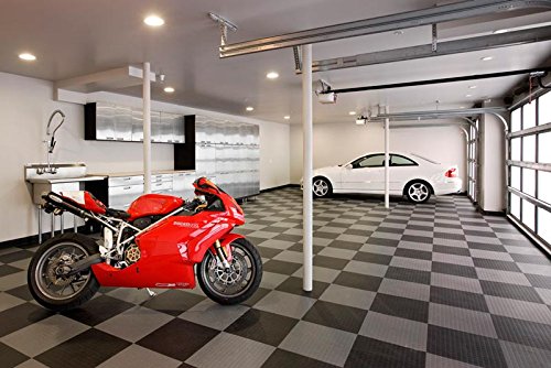 Big Floors GarageDeck Coin Pattern, Durable Copolymer Interlocking Modular Non-Slip Garage Flooring Tile (24 Pack), White
