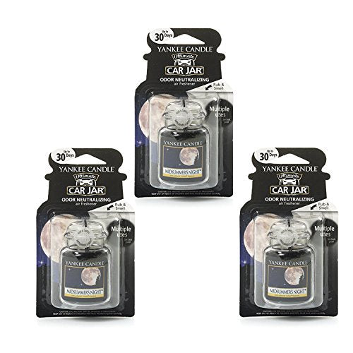 Yankee Candles Co., 3 X Midsummer'S Night Car Jar Ultimate Air Freshener, Festive Scent