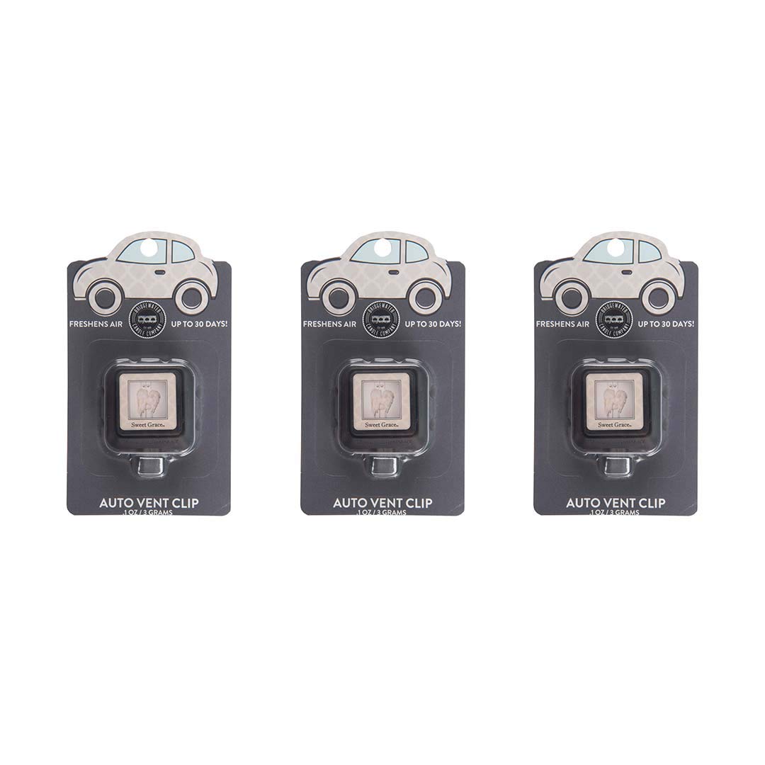 Bridgewater Candle Auto Vent Clip 3 Pack Long Lasting Car Air Freshener-Sweet Grace