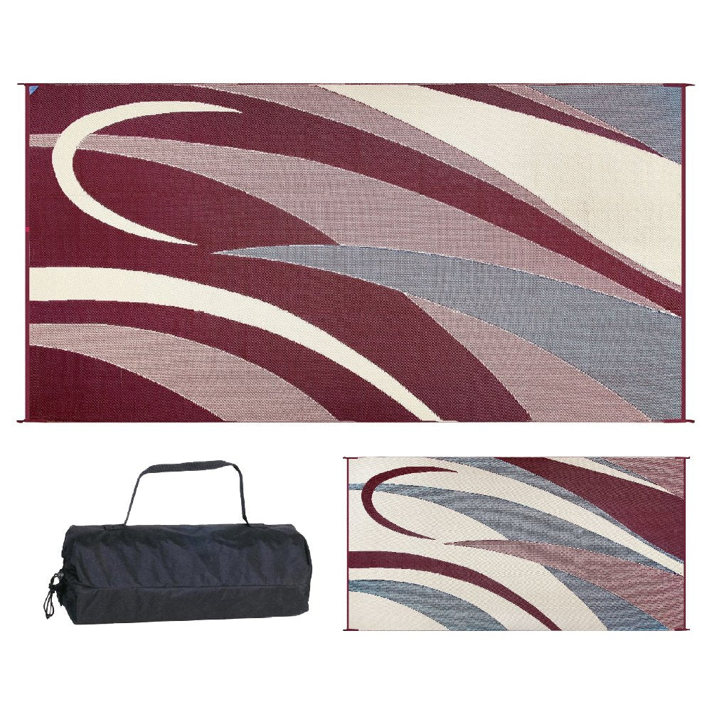 Stylish Camping Ming'S Mark Gb5 Reversible Graphic Patio Mat - 8' X 16', Burgundy/Black
