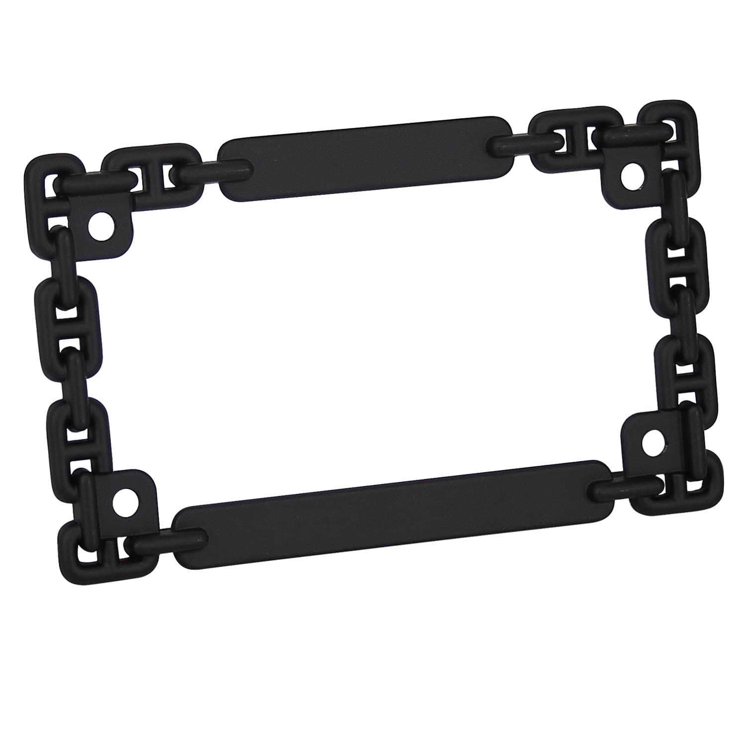 Tc Sportline Lpf252-Bk 3D Chain Style Zinc Metal Matte Black Finished Motorcycle License Plate Frame