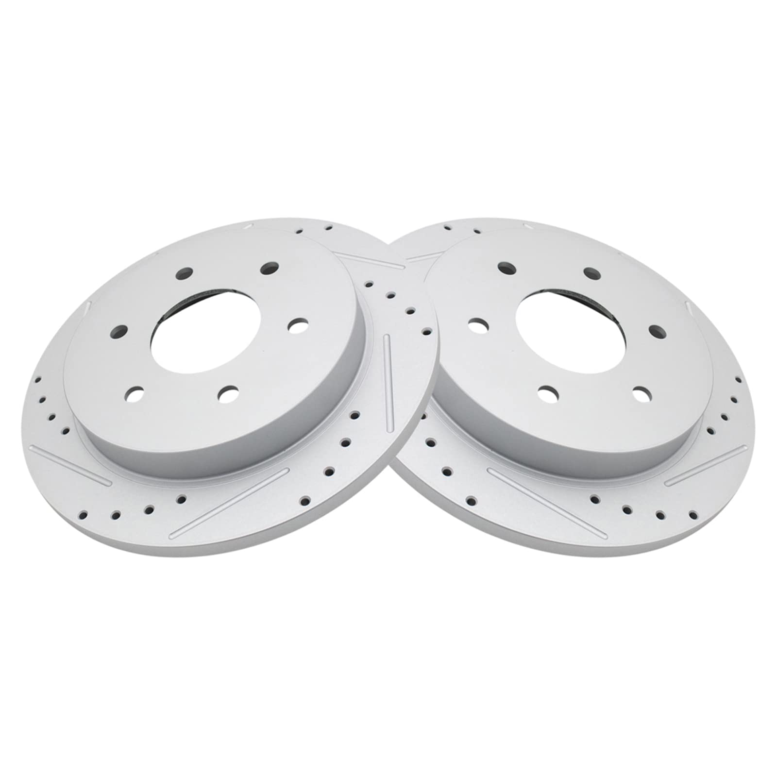 Trq Rear Performance Brake Rotors Set Premium G-Coated Cross Drilled & Slotted Compatible With 2004-2010 Infiniti Qx56 2005-2019