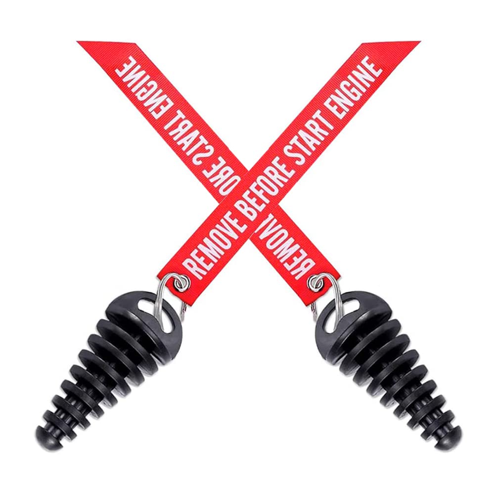 Melife 0.6''-1.5'' Muffler Exhaust Wash Plug, Motorcycle Dirt Bike 2 Stroke With Streamer Rubber Exhaust Silencer (2 Pack)