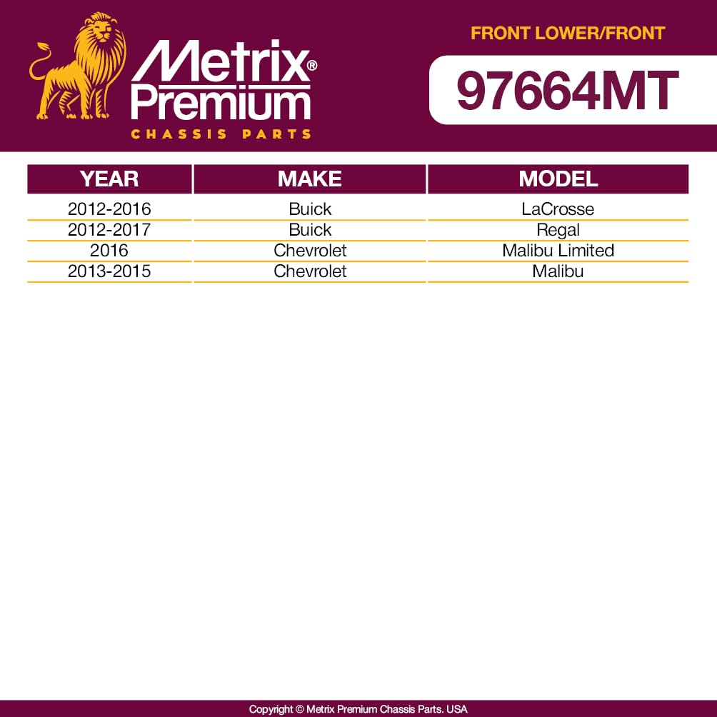 Metrix Premium Chassis Parts - 4 Pc Front Lower Control Arm & Front Sway Bar Stabilizer End Link Kit Fits 12-16 Buick Lacrosse,