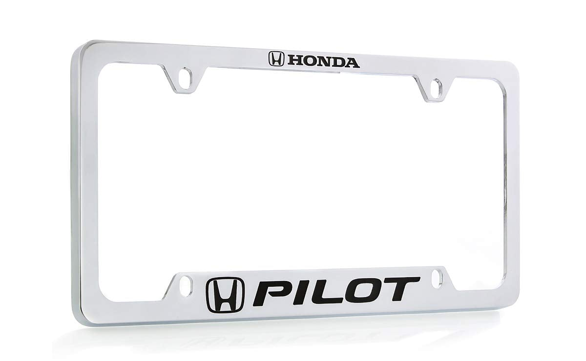 Honda Pilot Wordmark Chrome Plated Metal License Plate Frame Holder 4 Hole