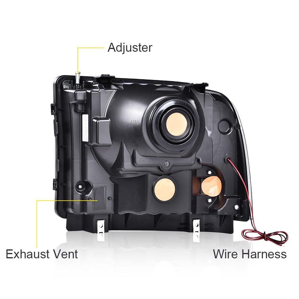 Cheda Led Drl Headlight Compatible With Ford F250 F350 F450 F550 Super Duty 2005-2007/Compatible With Excursion 2005 Clear Lens