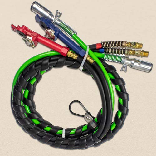15' 3-In-1 Wrap - 7 Way Electrical Trailer Cord Cable Abs & Air Line Hoses
