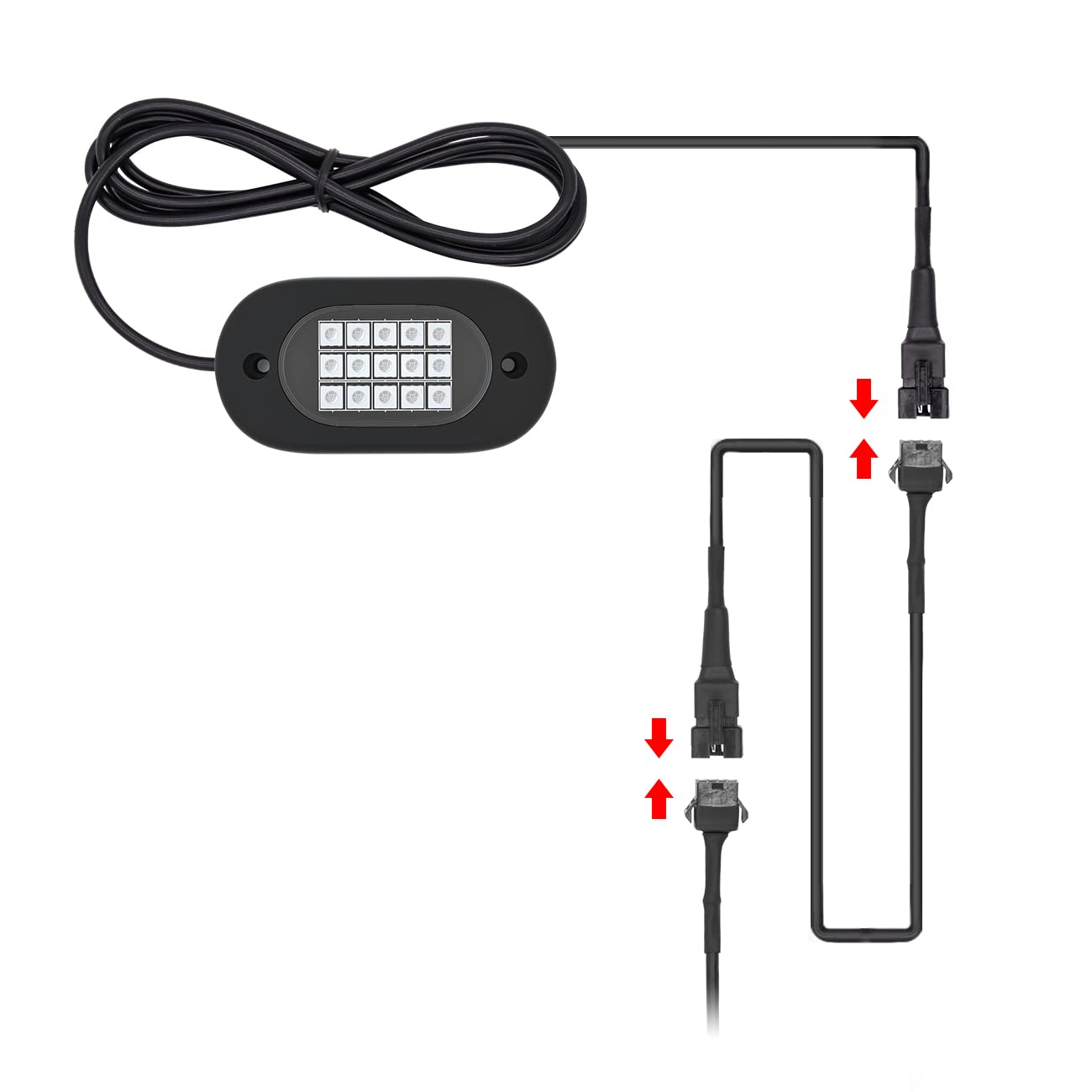 Yilaie 2 Pcs 47 Inch Extension Cables For Use With Led Rock Lights, Rgb Neon Accent Kits For Led Motorcycle Atv, Suv Car Light M