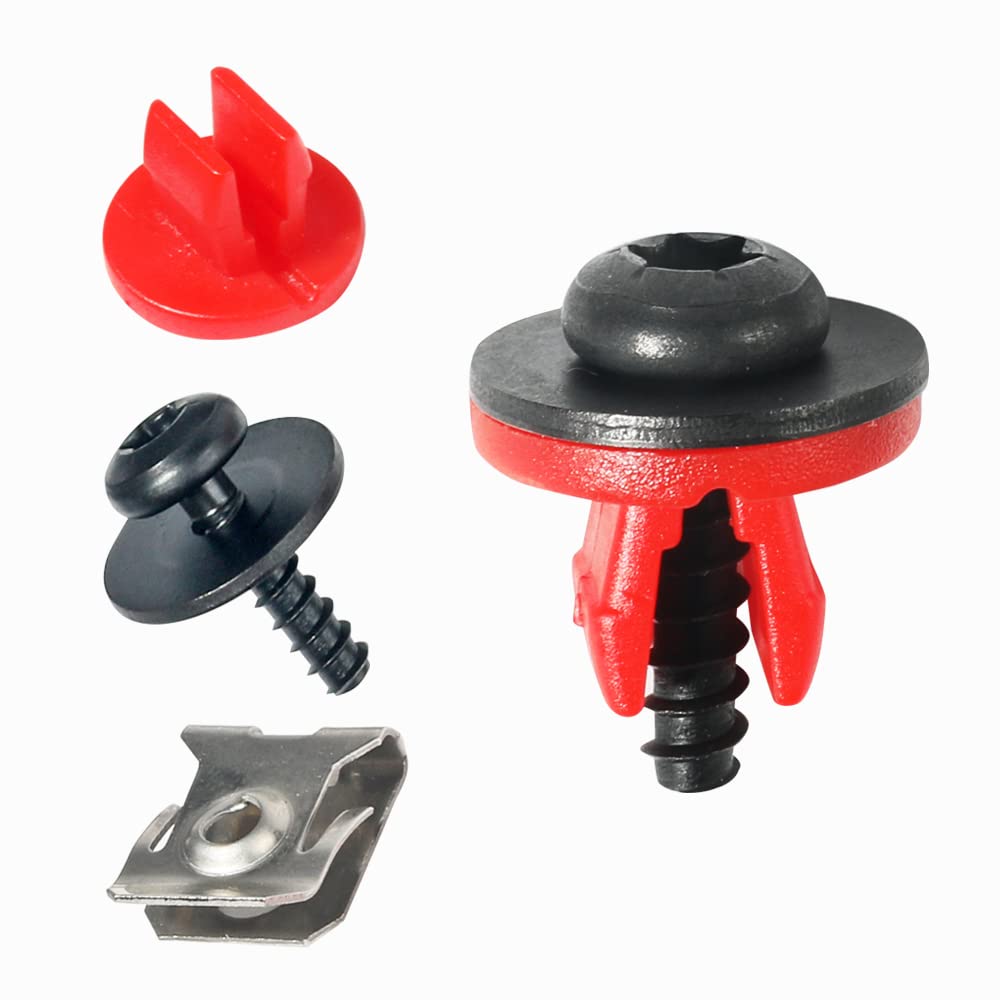 10 Sets Engine Splash Shield Screw Kit,T30 Engine Splash Shield Guard Undertray Cover Screws with Screw Seat and Gasket,Fit for