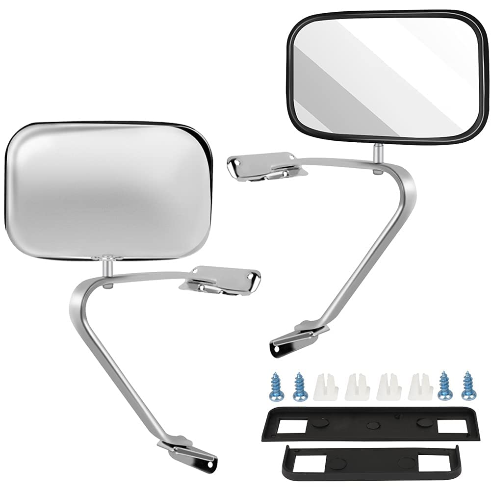 SCITOO Left/Driver Right/Passenger Manual Side View Mirrors Fit for 1980-1992 For Ford For F150 For F-250 For F-350, 1993 1995 F