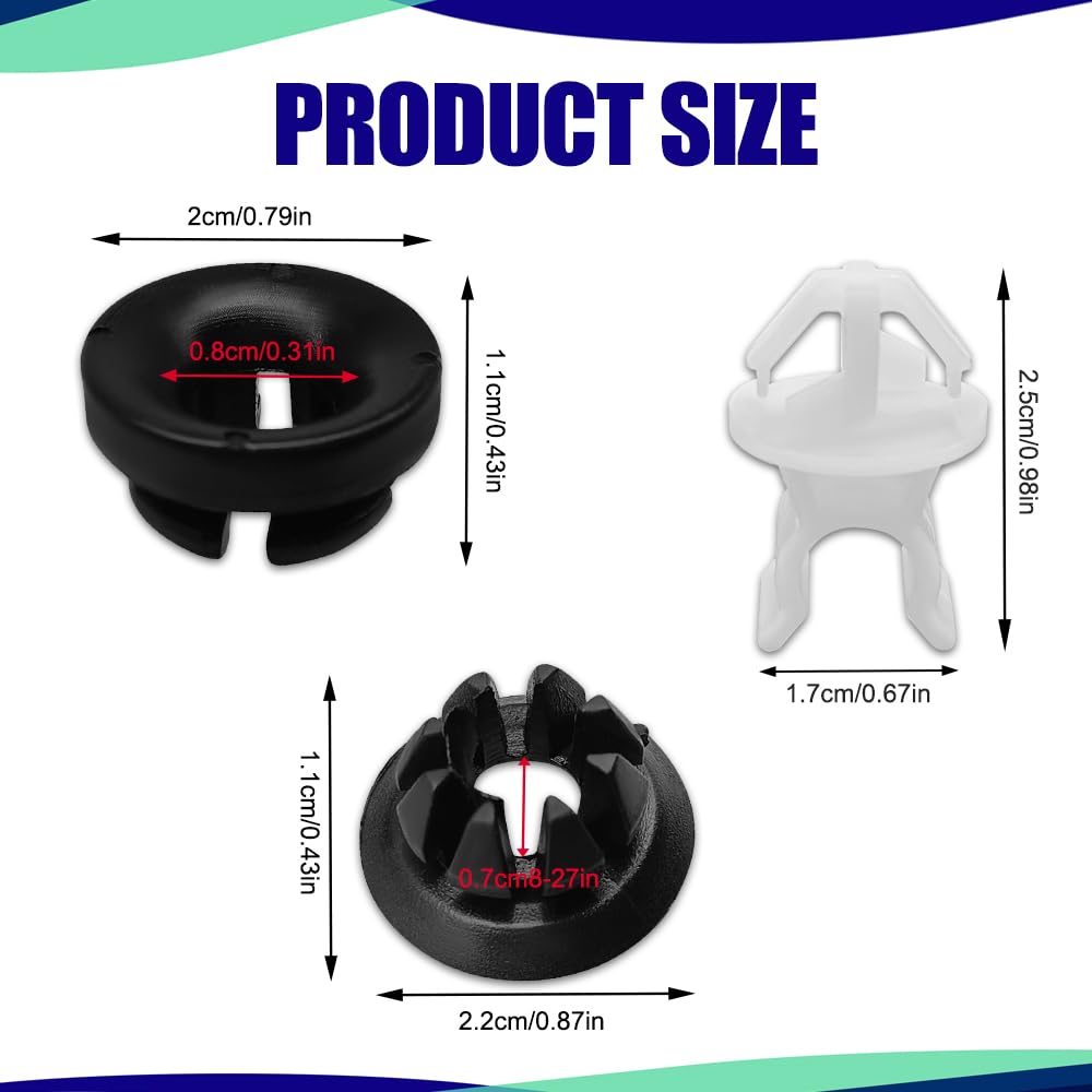 30PCS Hood Prop Rod Holder, Car Hood Holder, Black White Hood Rod Grommet Clips, 91503-SS0-003 91604-SD2-013 Car Engine Hood Sta