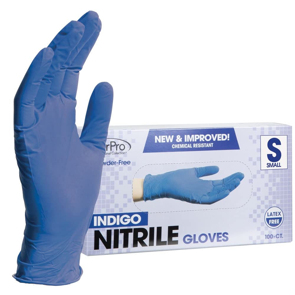 Forpro Disposable Nitrile Gloves, Chemical Resistant, Powder-Free, Latex-Free, Non-Sterile, Food Safe, 4 Mil, Indigo, X-Large, 100-Count