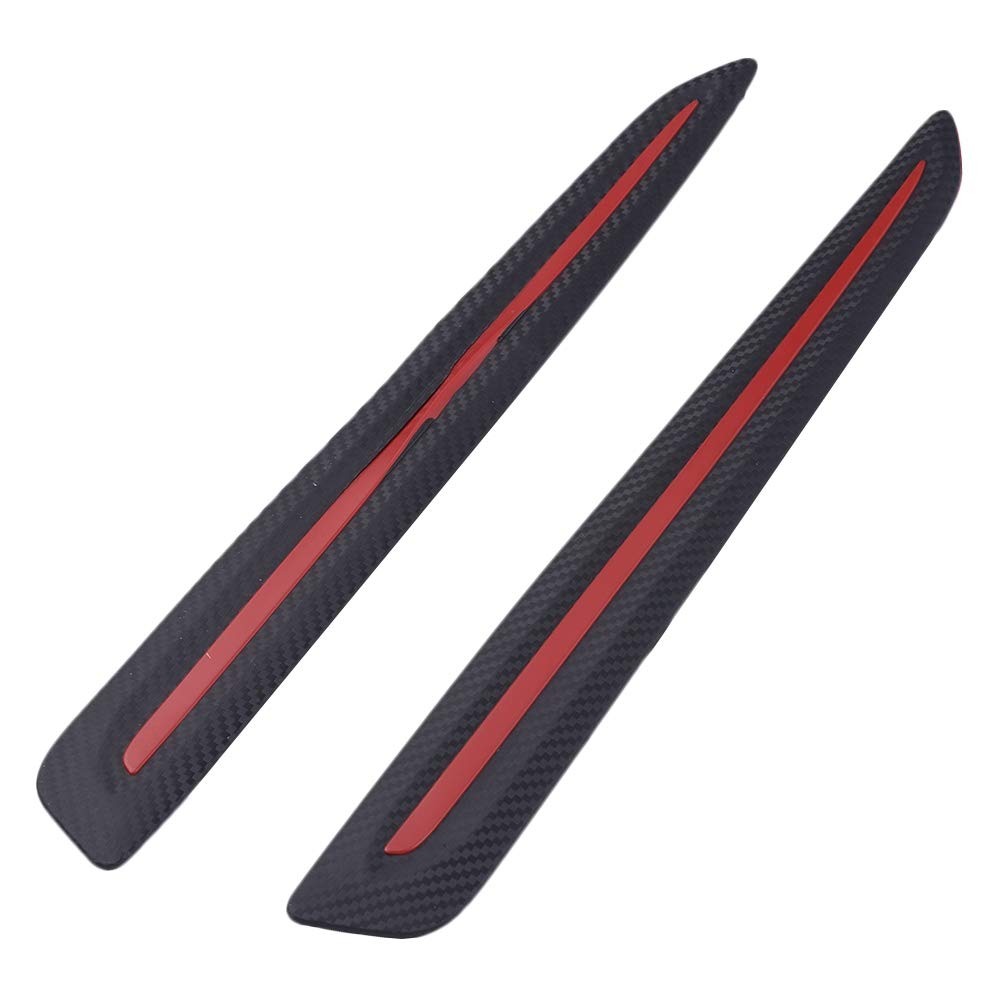 Atmomo 2Pcs Car Bumper Guard Protector Sticker Carbon Fiber Car Front Rear Corner Guard Anti-Collision Strip Rubber Side Skirt Bumper Guard Strip
