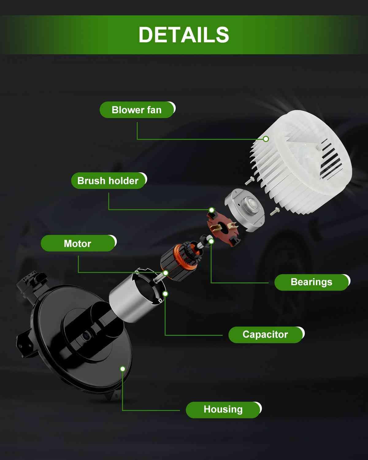 Scitoo Hvac Heater Blower Motor With Fan Cage Front 700271 For Mini For Cooper L4 1.6L 2002 2003 2004 2005 2006 2007 2008