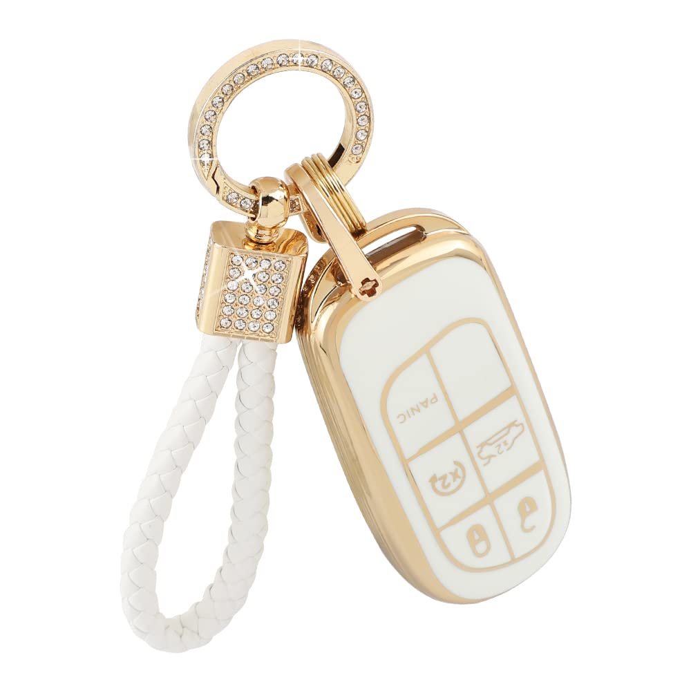 Pifoog For Jeep Key Fob Cover Compass Grand Cherokee Renegade Accessories White Gold Soft Tpu Car Keys Shell Case Full Covers 5