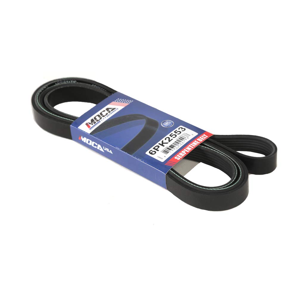 MOCA 6PK2553 EPDM Serpentine Belt Compatible with 1990-1994 for Saab 9000 2.3L, 2007-2008 for Dodge Caliber 1.8L 2.0L (from: 09/