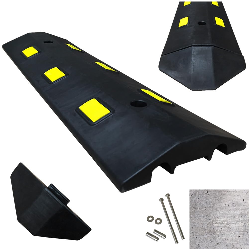 Electriduct Ultra Light Speed Bump Recycled PVC Road Safety Traffic Hump  Black  1 Piece (3 Feet)  Concrete