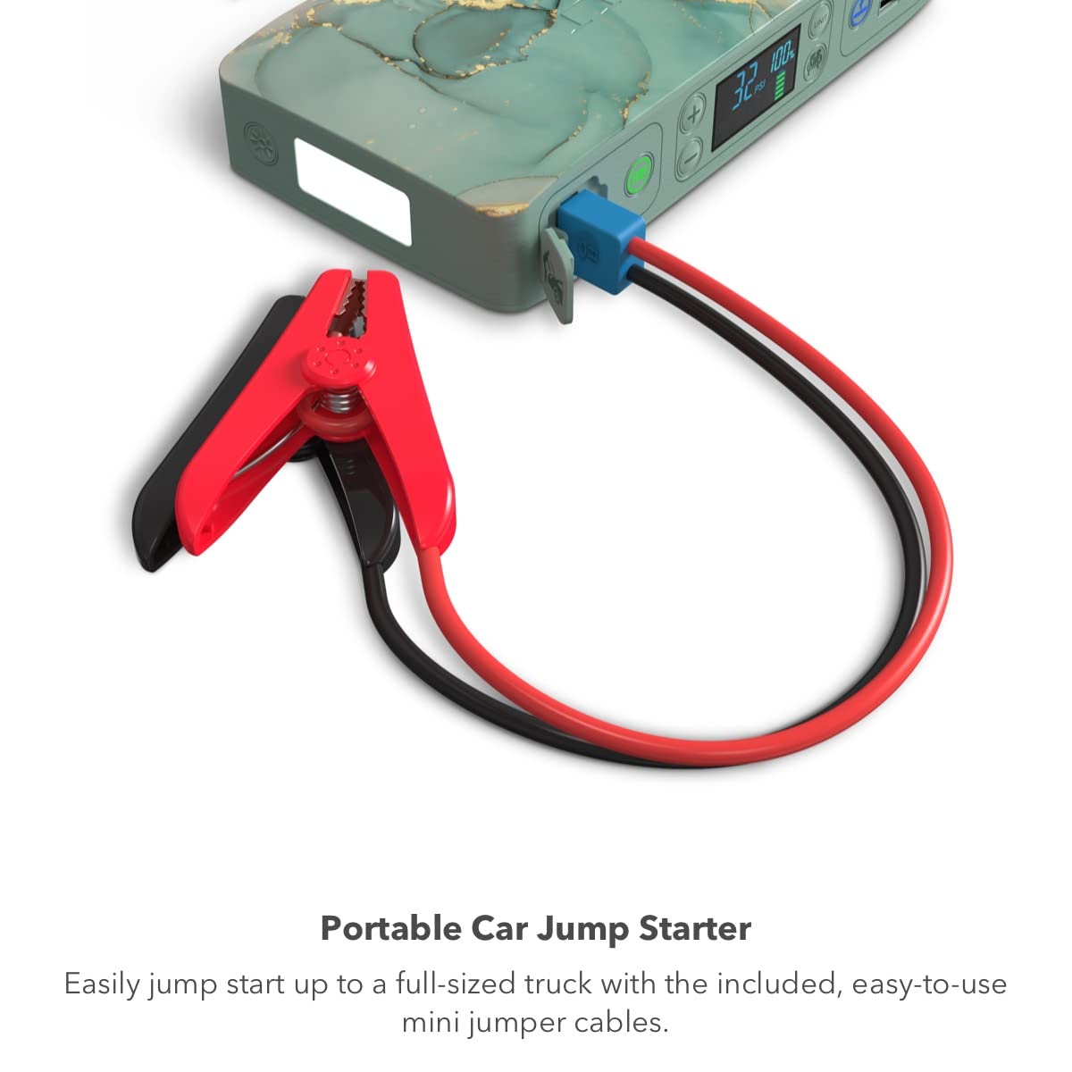 HALO Bolt Air+ Portable Jump Starter & Air Compressor, Power Bank with Digital Display, Black, Charges Multiple Devices