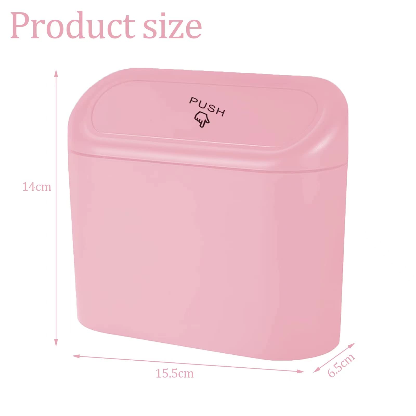 Tulsondai Car Trash Can, Mini Trunk Push Hanging Portable Car Bin With Automatic Hook And Disposable Trash Bag For Car, Home, Office. (Car Trash Can Pink)