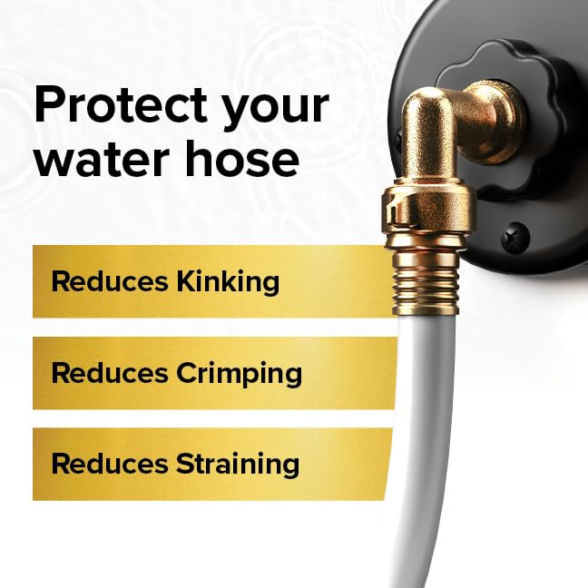 Camco 90-Degree Hose Elbow For Rvs - Solid Brass Construction- Certified Lead-Free - Features Convenient Easy Grip Connector - F