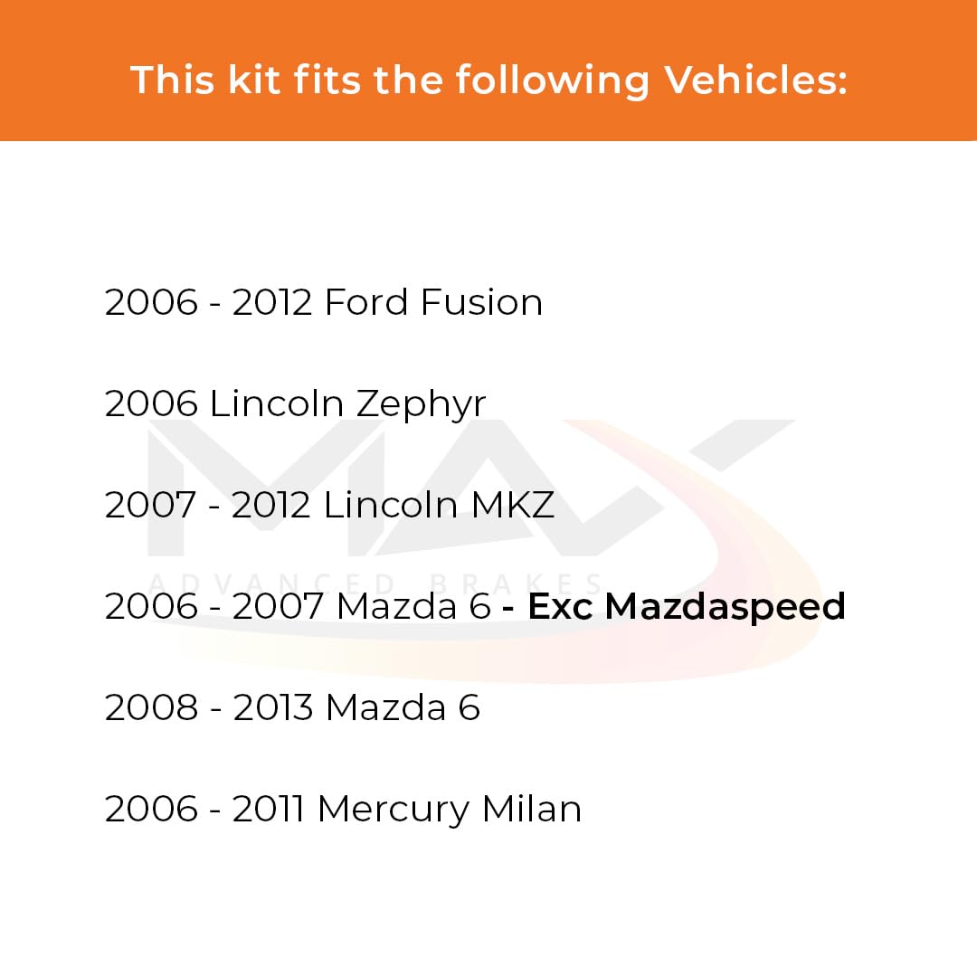 Max Advanced Brakes Front & Rear Brake Kit Compatible With 2006-2010 2011 2012 Ford Fusion Compatible With Mazda 6 Replacement C