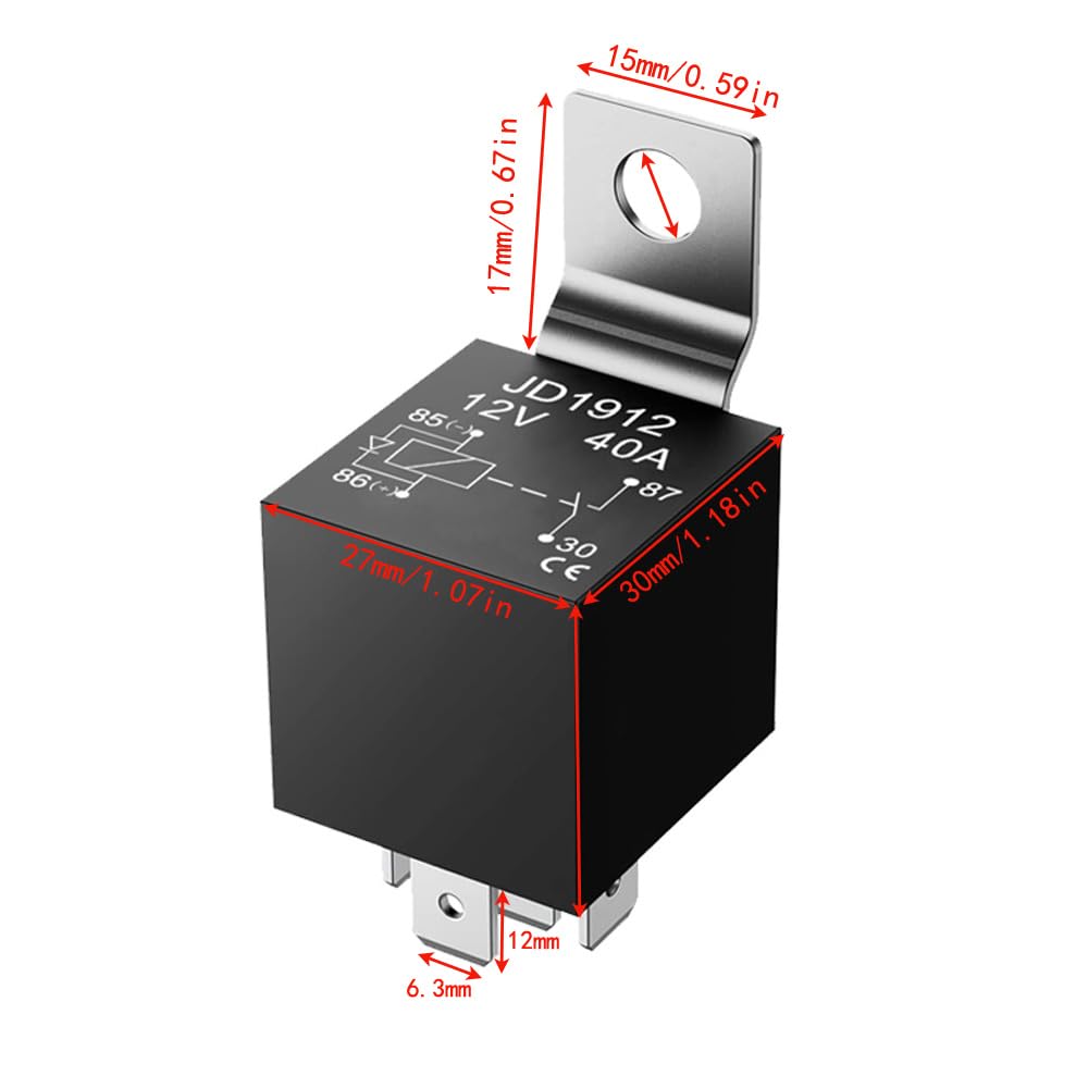 Gebildet Jd1912 Car Relay With Diode 12V 40A 4 Pin Spst 12Awg For Automotive Truck Van Motorcycle Boat (Pack Of 25)