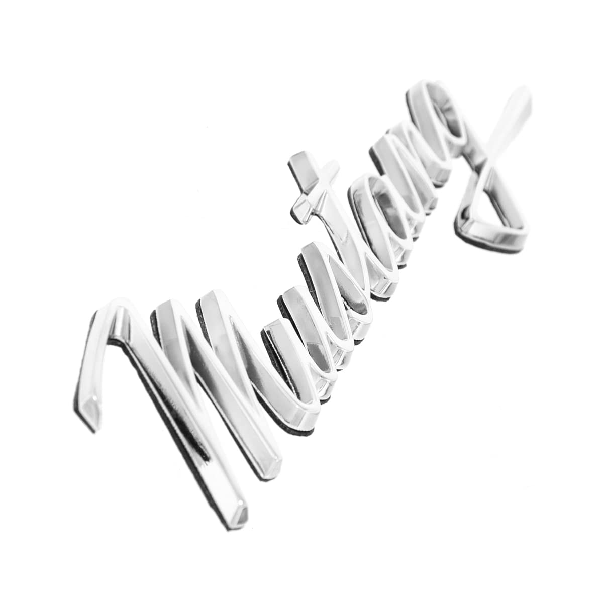 United Pacific F6802 Tripe Chrome Die-Cast Mustang    Script Emblem, Badge Replacement, Double-Sided Tape, Easy Installation - O