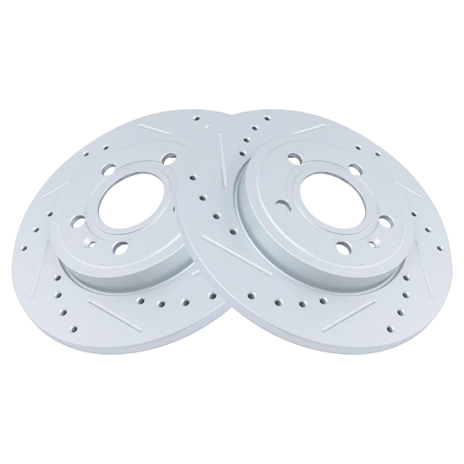 Trq Rear Performance Brake Rotors Set Premium G-Coated Cross Drilled & Slotted Compatible With 2005-2009 Audi A4 A4 Quattro