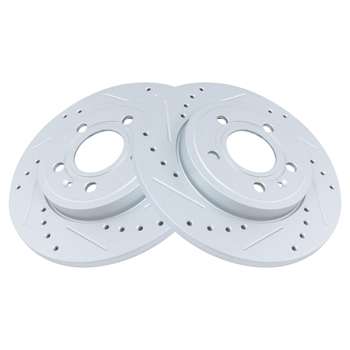 Trq Rear Performance Brake Rotors Set Premium G-Coated Cross Drilled & Slotted Compatible With 2005-2009 Audi A4 A4 Quattro