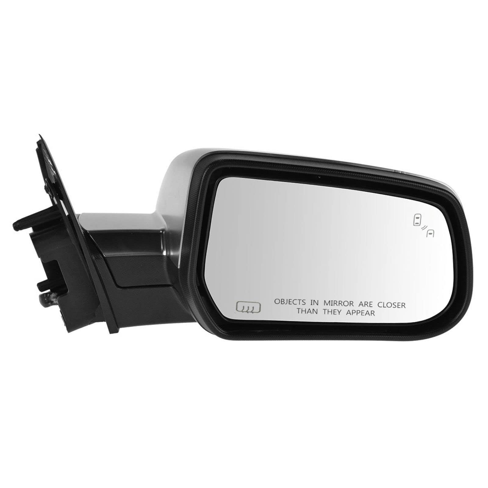 Trq Right Mirror With Heat With Memory Without Spotter Mirror With Blind Spot Indicator Cover Color: Satin Chrome Passenger Side