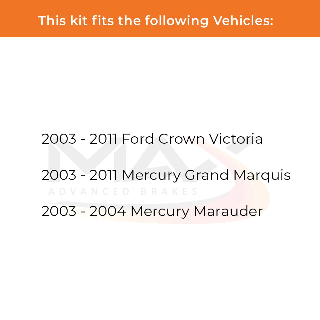 Max Advanced Brakes Rear Brake Kit Compatible With 2003-2011 Ford Crown Victoria Compatible With Mercury Grand Marquis Replaceme