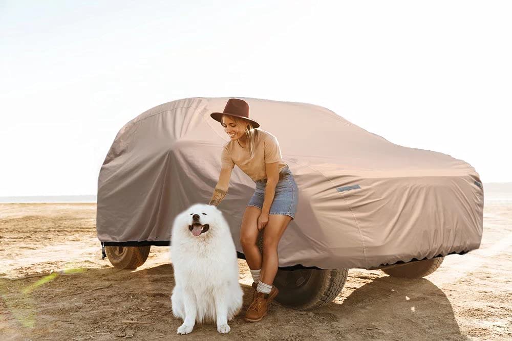 Car Cover Water Resistant All Weather - Coverado Ultra-Protection 6 Layer Car Cover With Locking Cable Heavy Duty Full Exterior Car Covers For Automobiles, Universal Fit For Outdoor Suv (206'-215')