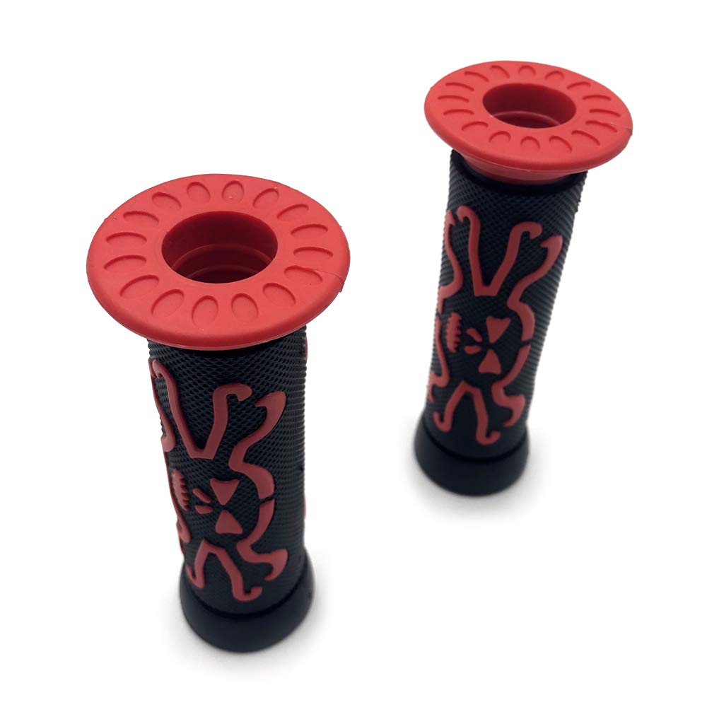 Httmt Xh4089-Red-22 Skull Grips Red Quad Atv (7/8 Inches Both Side)