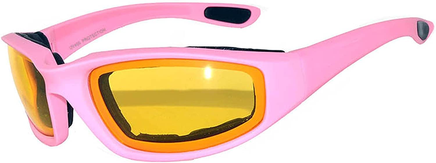Owl 3 Pairs Womens Pink Padded Foam Motorcycle Biker Glasses Goggles 99% Uv Protection Sunglasses
